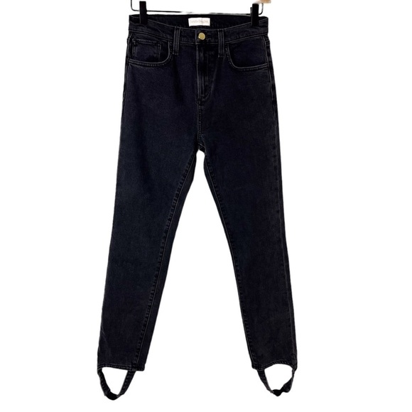 Favorite Daughter The Evelyn High Rise Straight Jeans Black Size 24 Stirrup - Picture 2 of 9